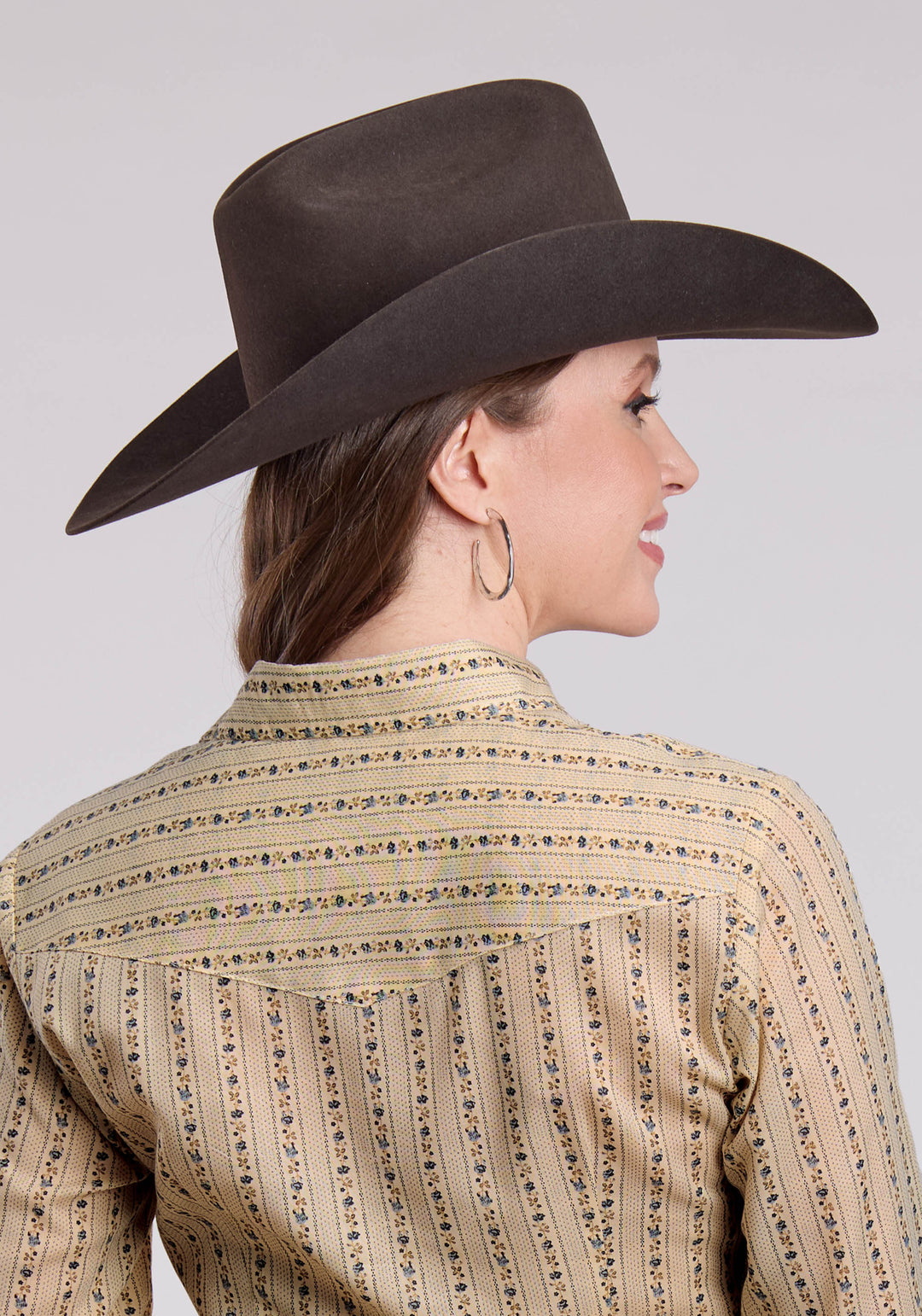 WOMENS LONG SLEEVE SNAP WALLPAPER FLORAL PRINT WESTERN SHIRT