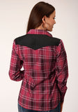 WOMENS LONG SLEEVE SNAP BRIGHT RED PLAID WESTERN SHIRT