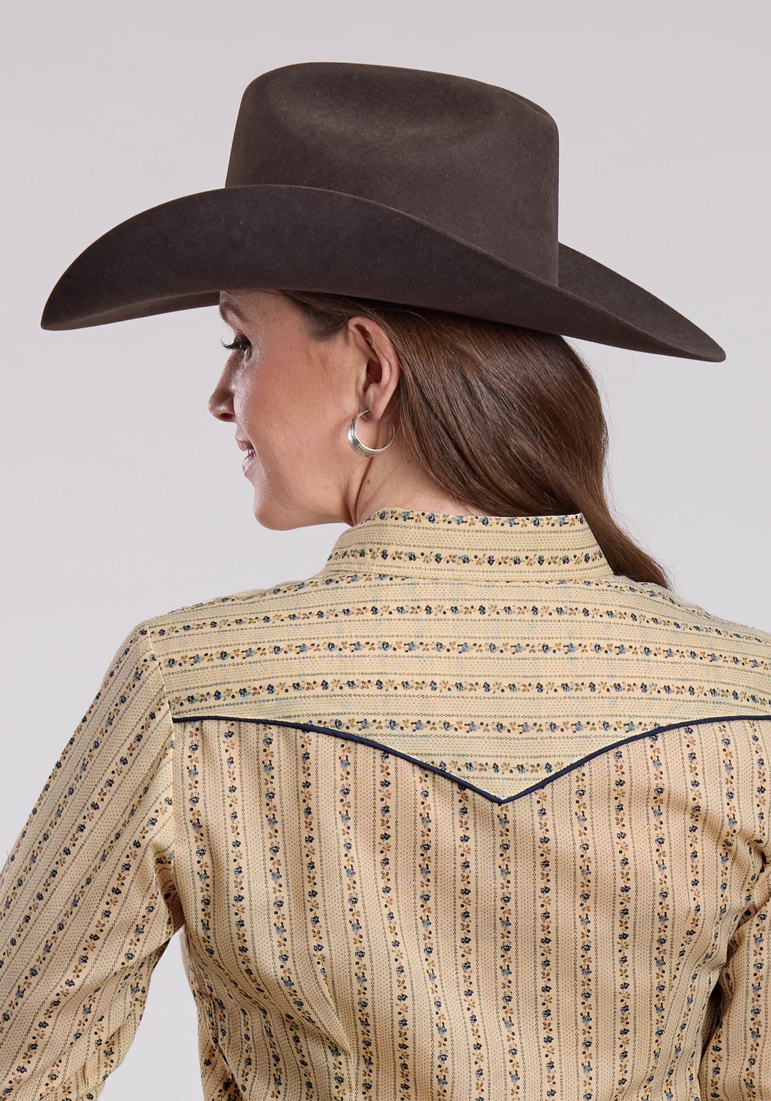 WOMENS LONG SLEEVE SNAP WALLPAPER FLORAL PRINT WESTERN SHIRT