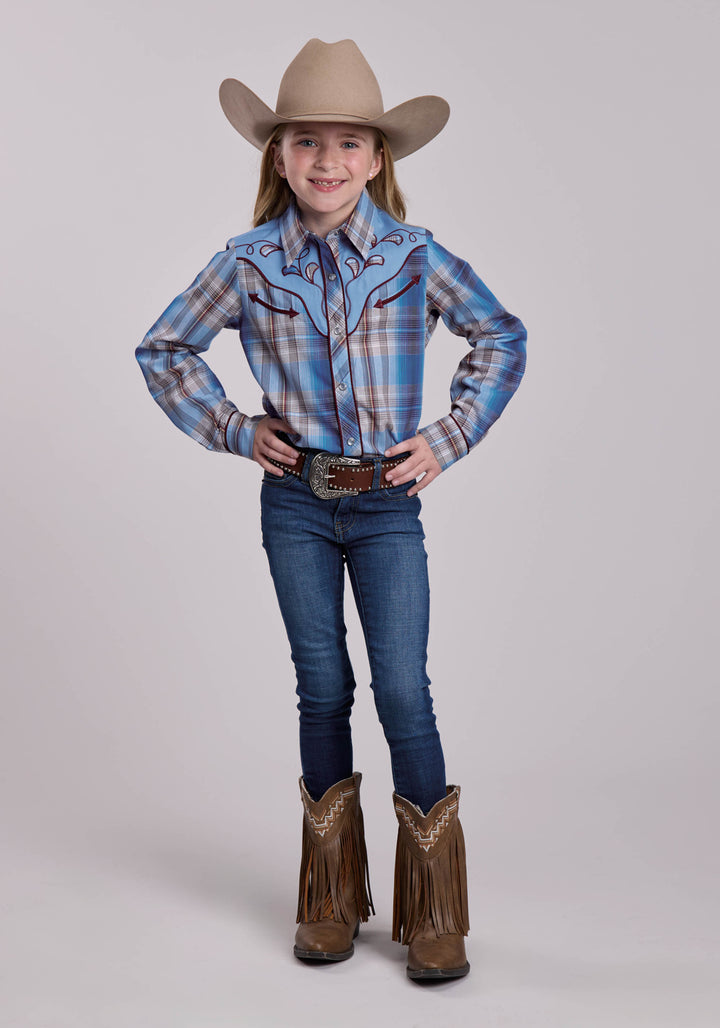 GIRLS ROPER MADRAS PLAID PLAID LONG SLEEVE SNAP SHIRT