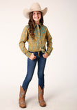 GIRLS LONG SLEEVE SNAP BUTTERSCOTCH TURQUOISE PLAID WESTERN SHIRT