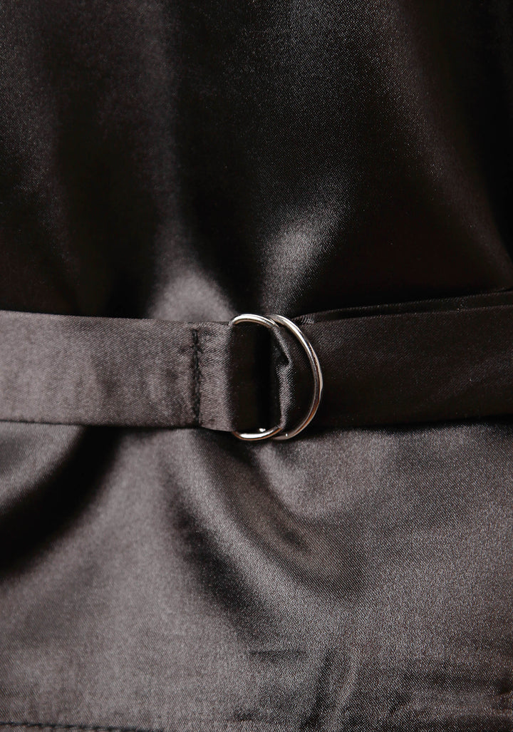 MENS BLACK SUEDE LEATHER VEST WITH BUCKLE TIE