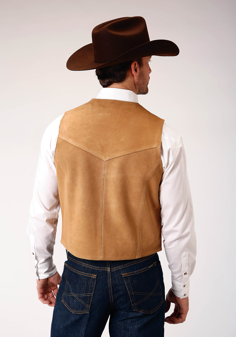MENS SAND SUEDE LEATHER VEST BIG MAN FIT