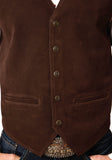 MENS BROWN SUEDE LEATHER VEST WITH BUCKLE TIE BIG MAN FIT