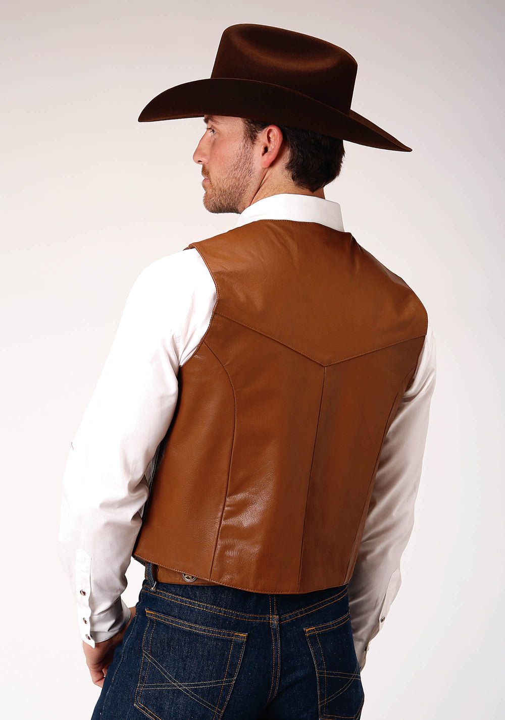 MENS BROWN GOAT NAPPA LEATHER VEST