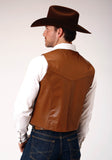 MENS BROWN GOAT NAPPA LEATHER VEST TALL FIT