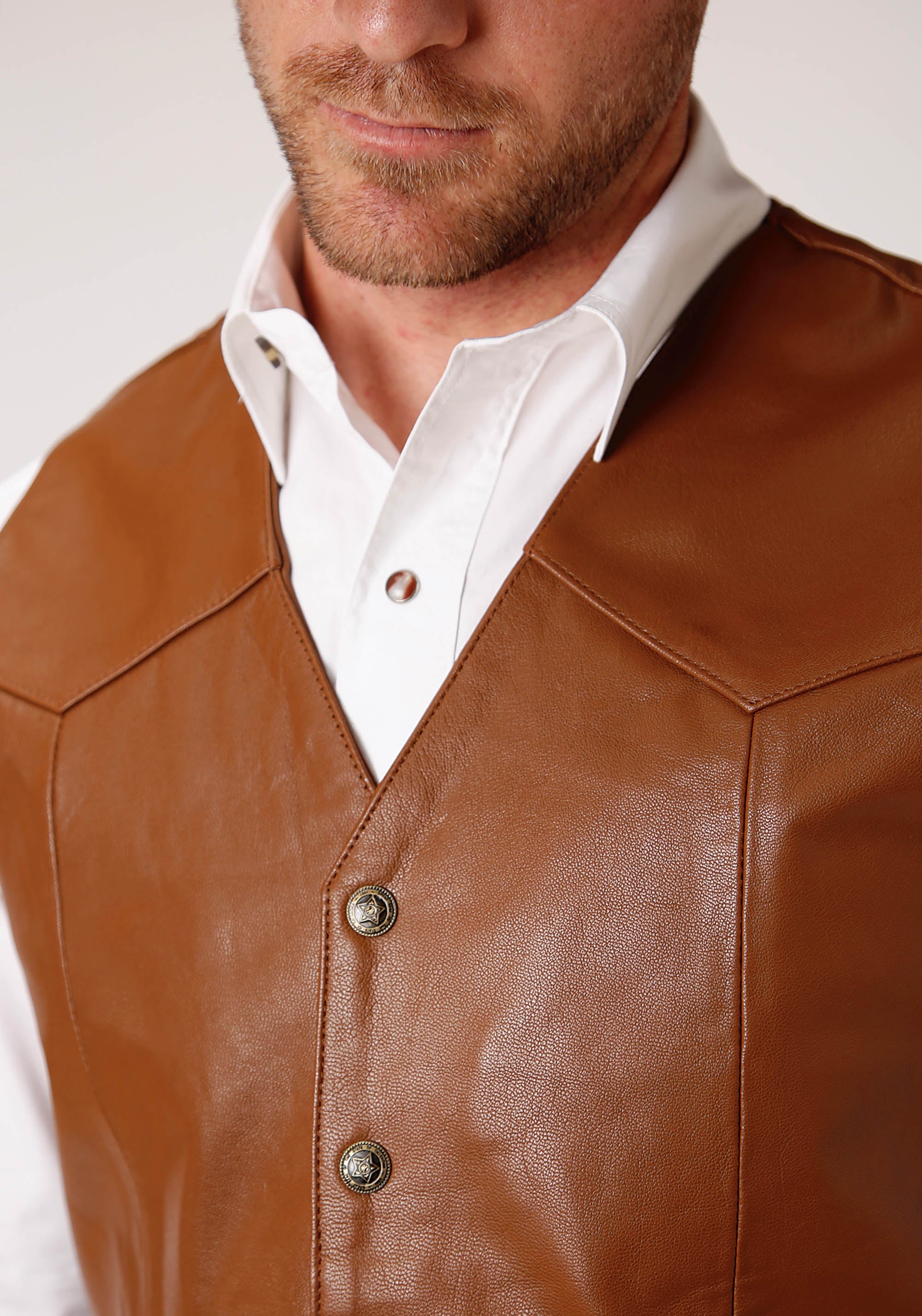 MENS BROWN GOAT NAPPA LEATHER VEST TALL FIT – Roper Apparel