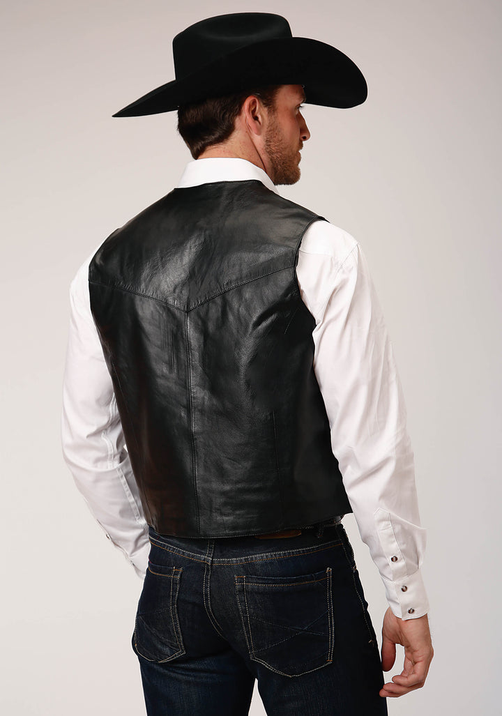 MENS BLACK LAMB NAPPA WESTERN VEST