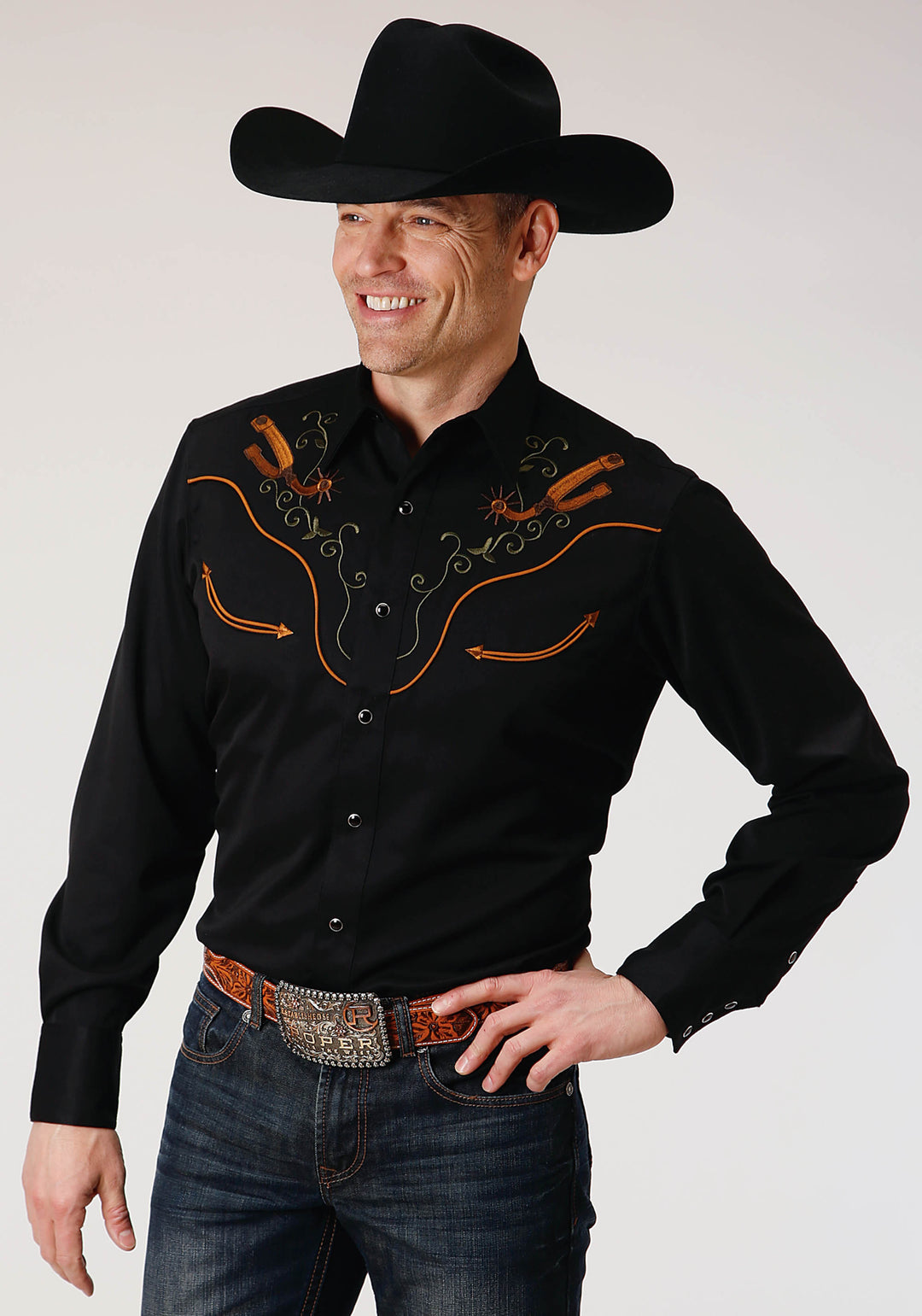 MENS LONG SLEEVE SNAP POLY RAYON RETRO SHIRT WESTERN SHIRT