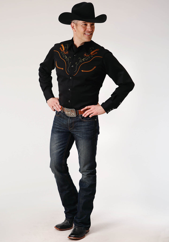MENS LONG SLEEVE SNAP POLY RAYON RETRO SHIRT WESTERN SHIRT