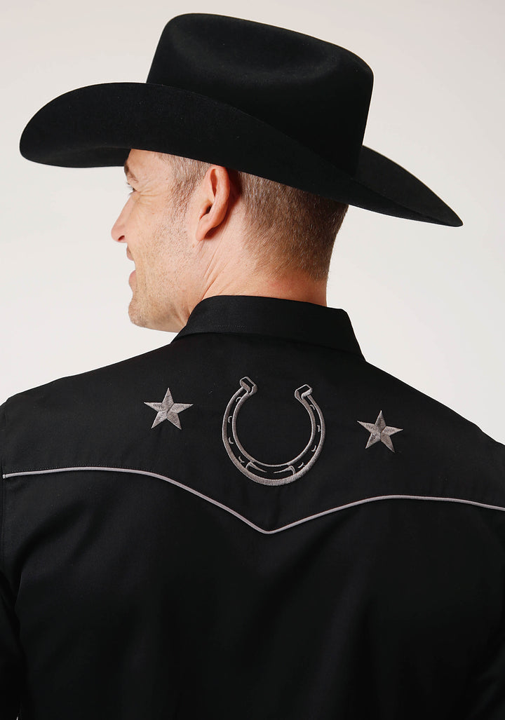 MENS LONG SLEEVE SNAP POLY RAYON RETRO SHIRT WESTERN SHIRT