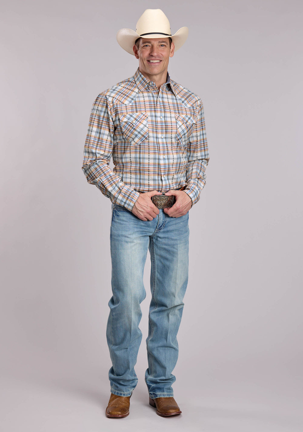 MENS ROPER SERAPE PLAID LONG SLEEVE SNAP SHIRT
