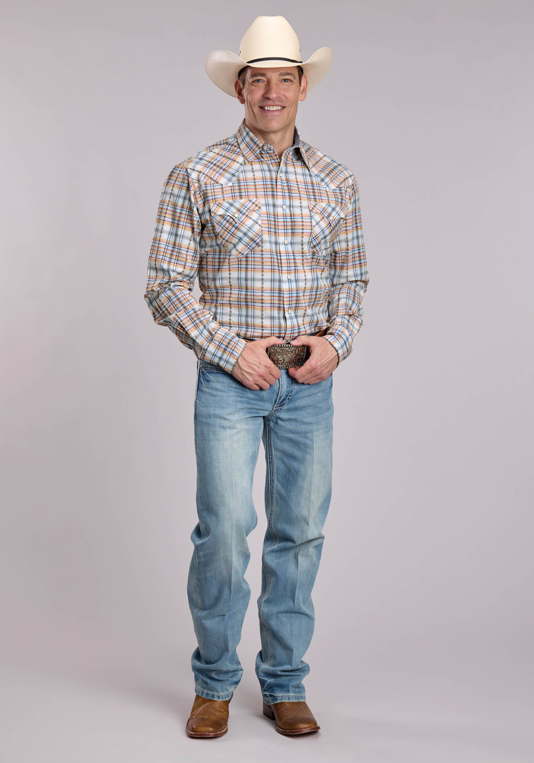 MENS ROPER SERAPE PLAID LONG SLEEVE SNAP SHIRT