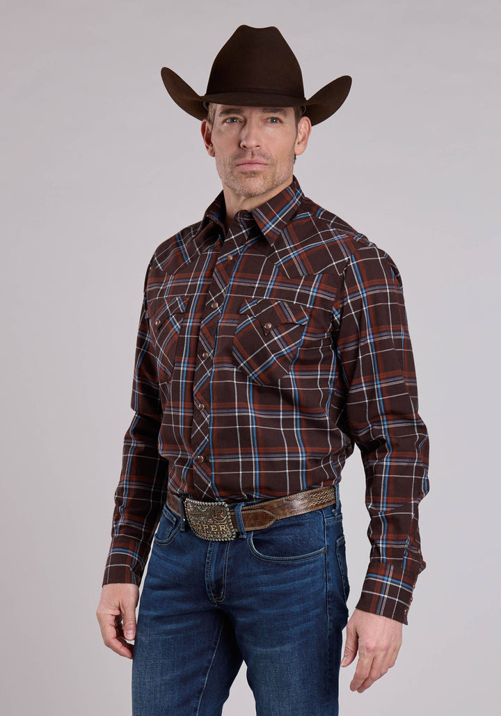 MENS LONG SLEEVE SNAP ARROW DOBBY WESTERN SHIRT
