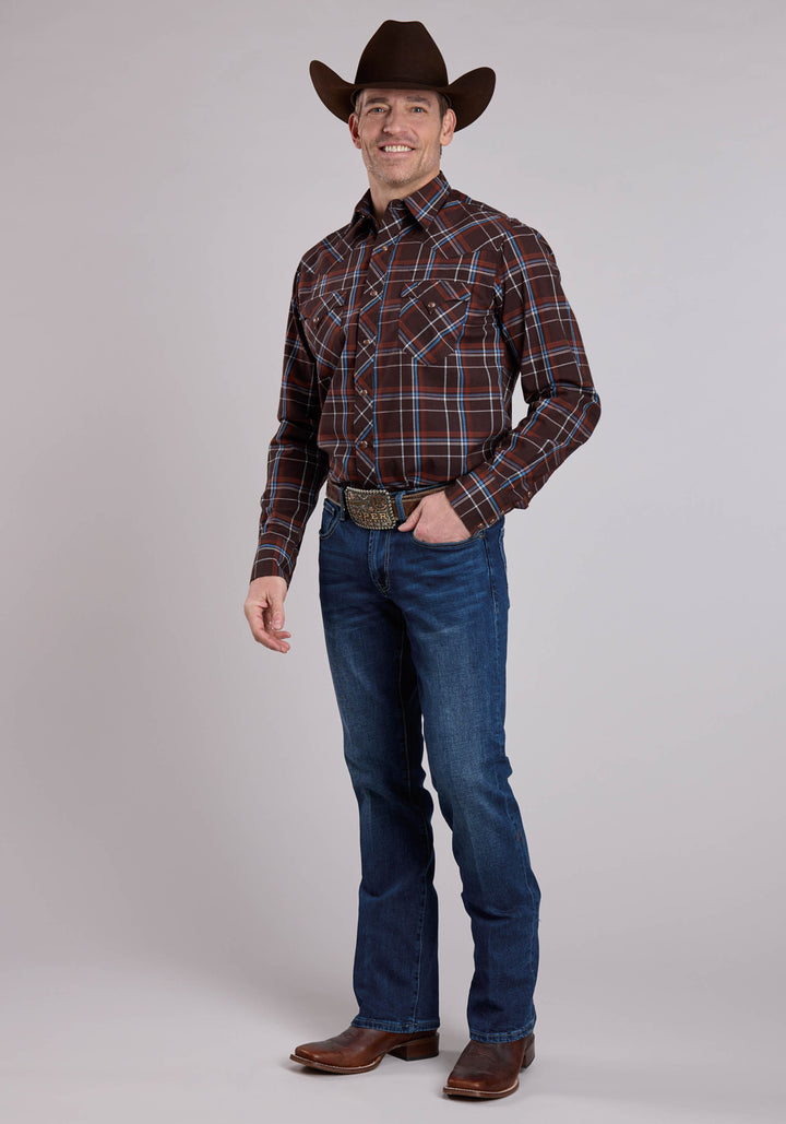 MENS LONG SLEEVE SNAP ARROW DOBBY WESTERN SHIRT