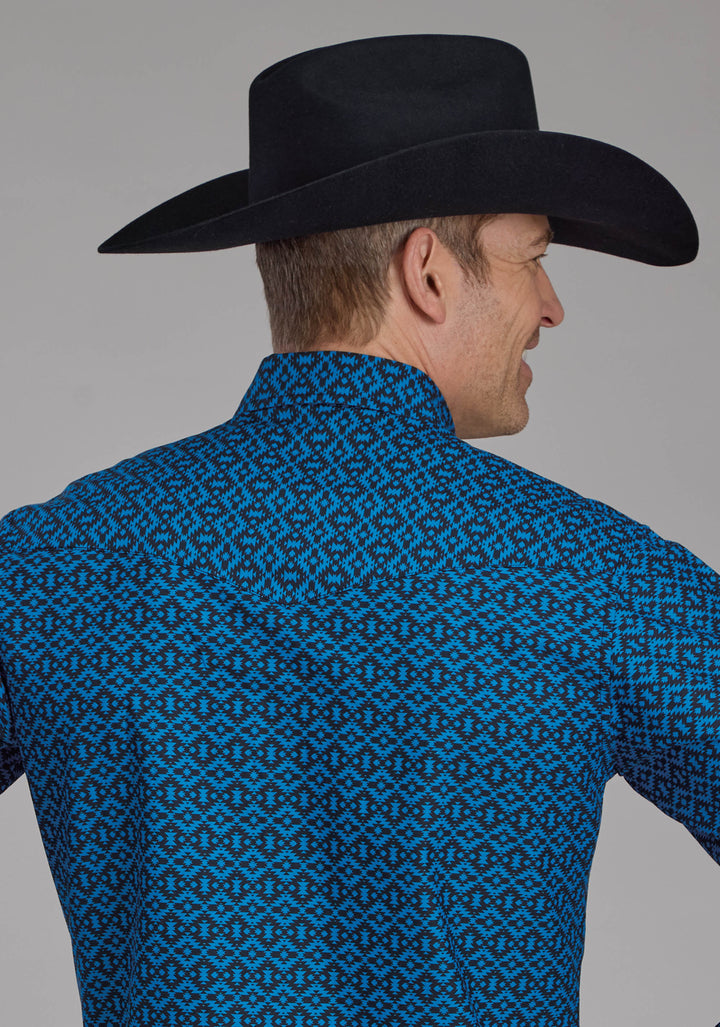 MENS AZTEC TILE LONG SLEEVE SNAP WESTERN SHIRT