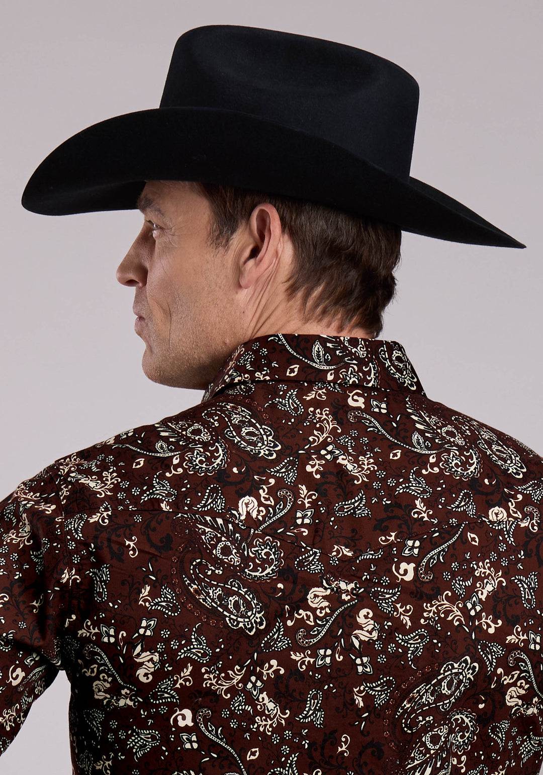 MENS LONG SLEEVE SNAP BRILLIANT PAISLEY PRINT WESTERN SHIRT