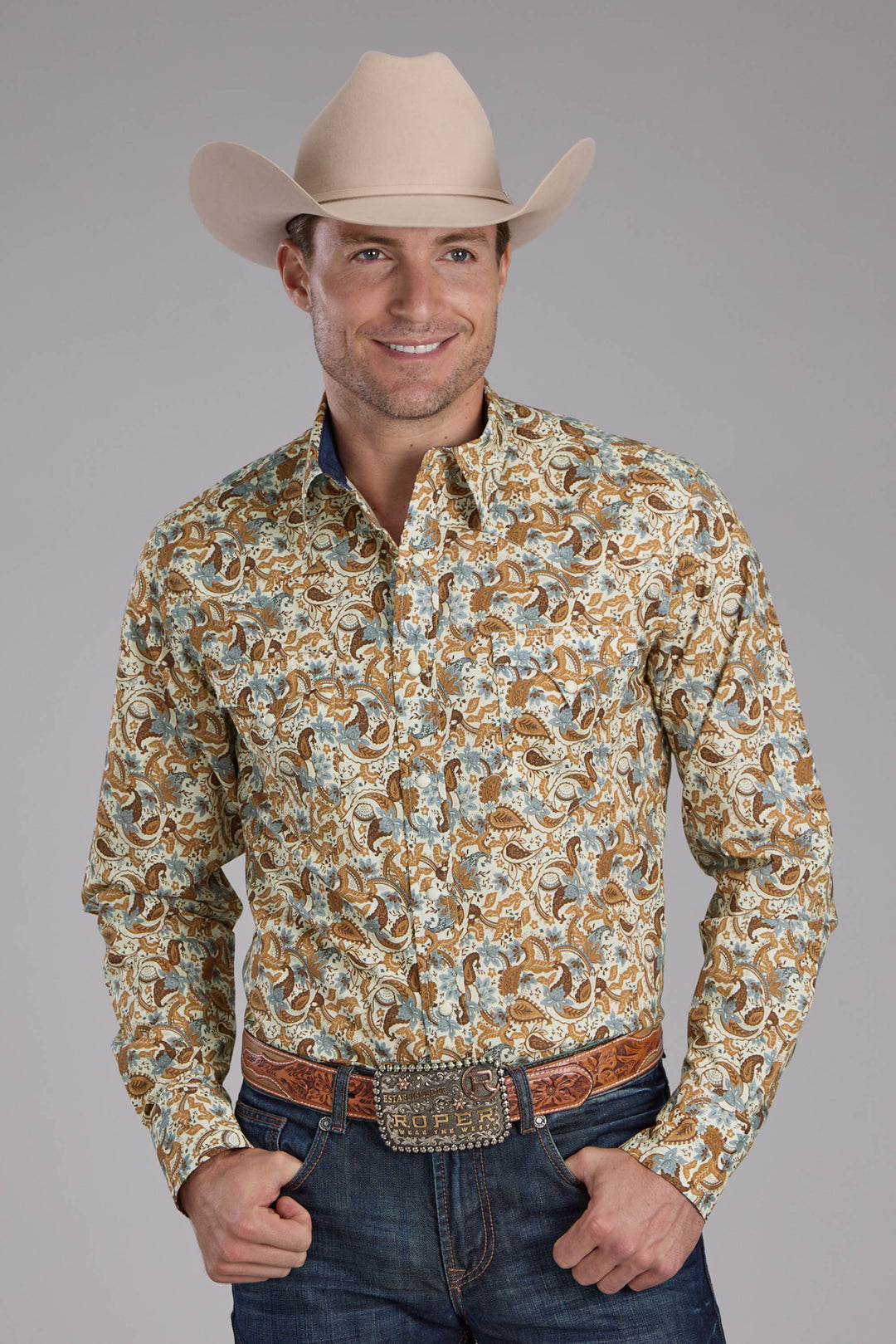 MENS SLADE PAISLEY PRINT LONG SLEEVE SNAP WESTERN SHIRT