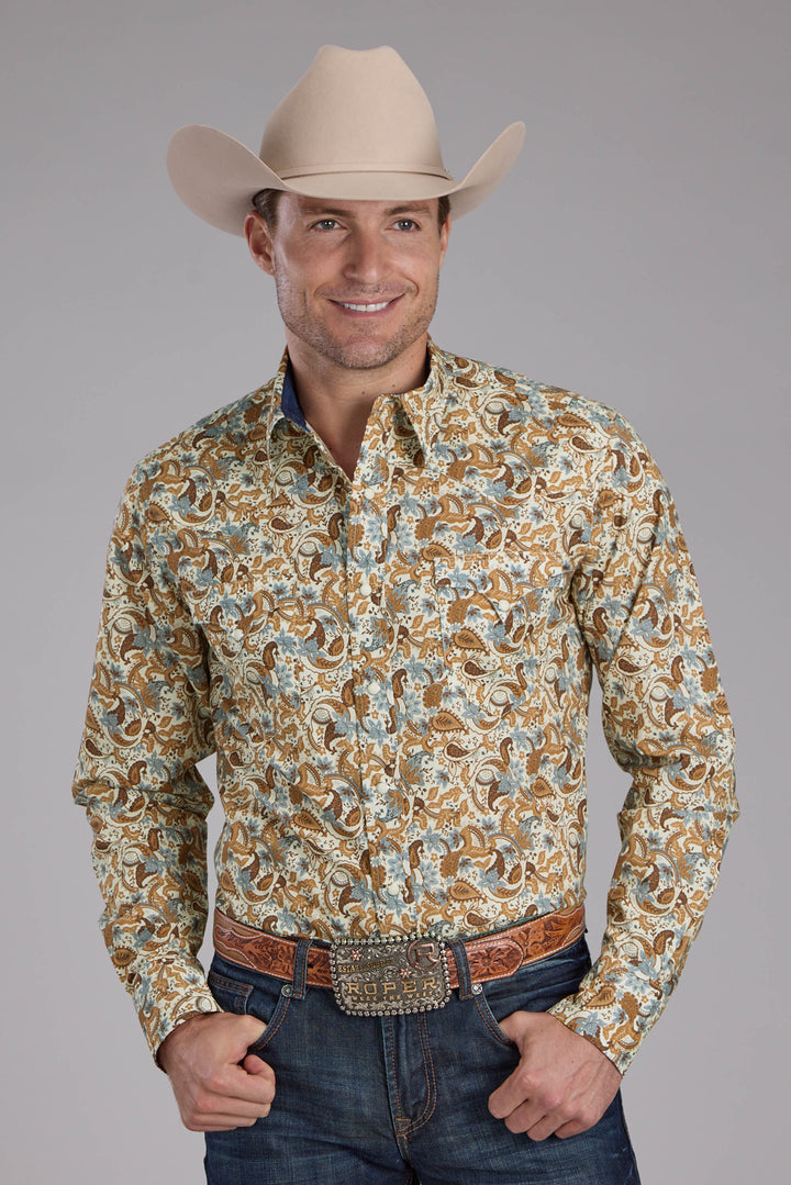 MENS SLADE PAISLEY PRINT LONG SLEEVE SNAP WESTERN SHIRT