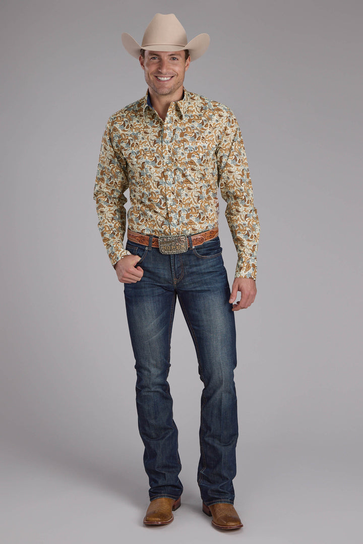 MENS SLADE PAISLEY PRINT LONG SLEEVE SNAP WESTERN SHIRT