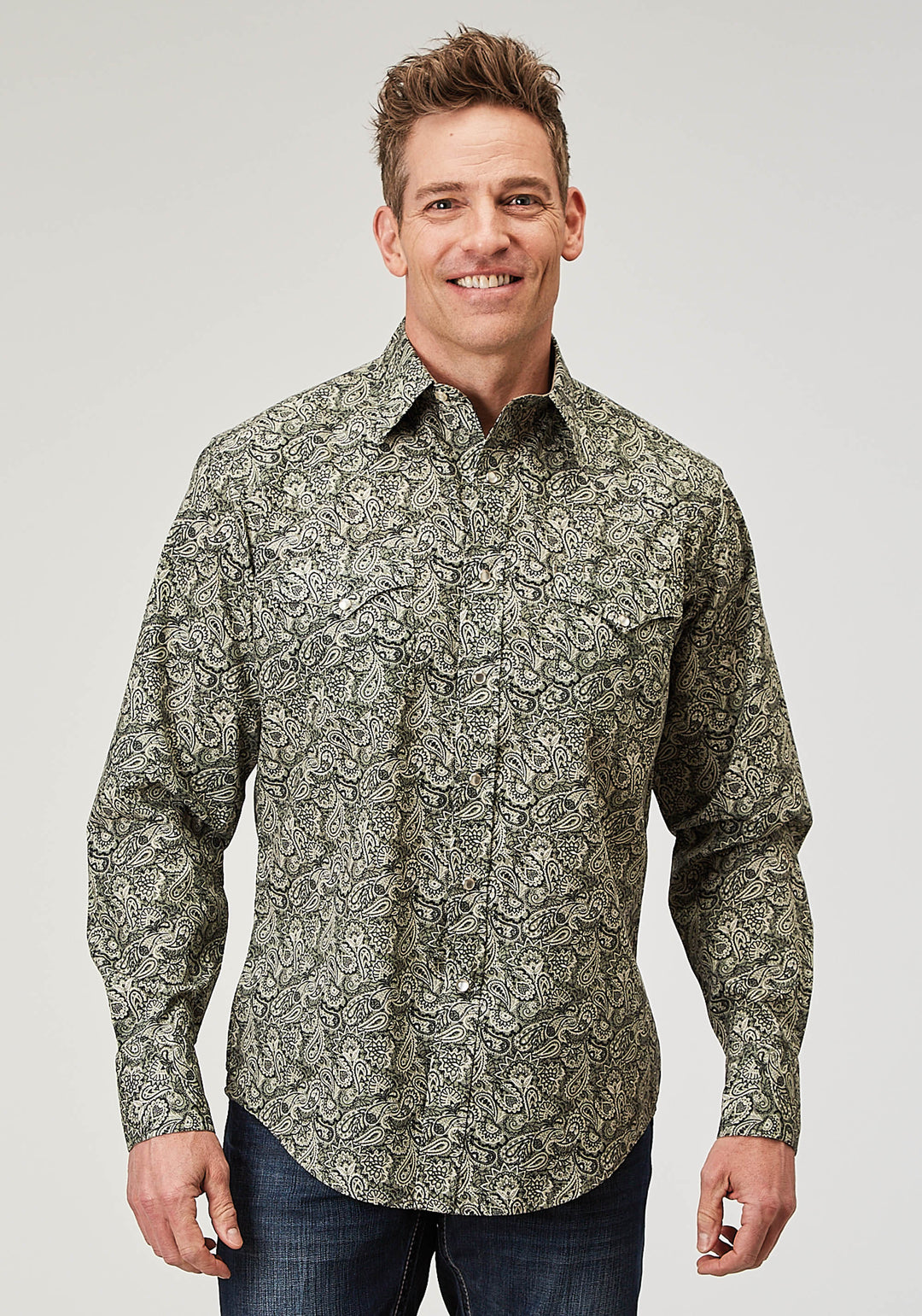 MENS LONG SLEEVE SNAP ESTAMPA PAISLEY WESTERN SHIRT