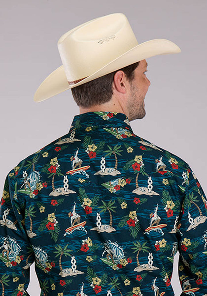 MENS PANLOLOS PRINT LONG SLEEVE SNAP WESTERN SHIRT