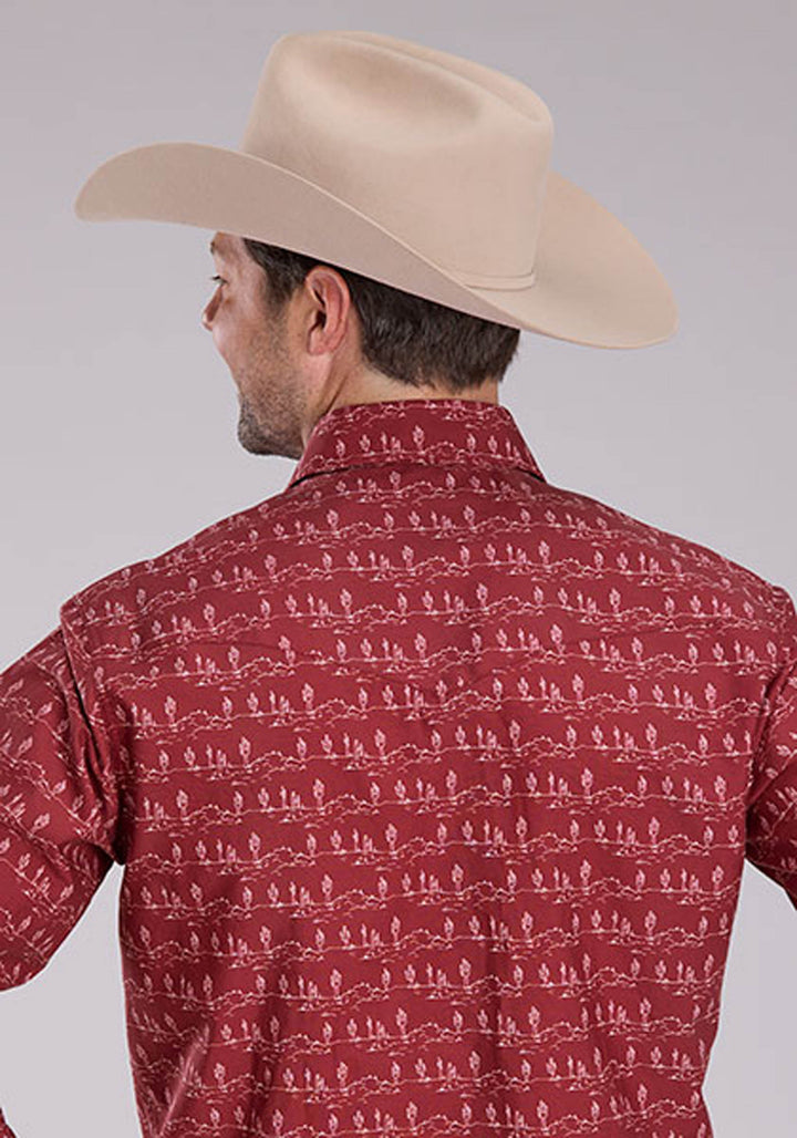 MENS DESERT STRIPE PRINT LONG SLEEVE SNAP WESTERN SHIRT