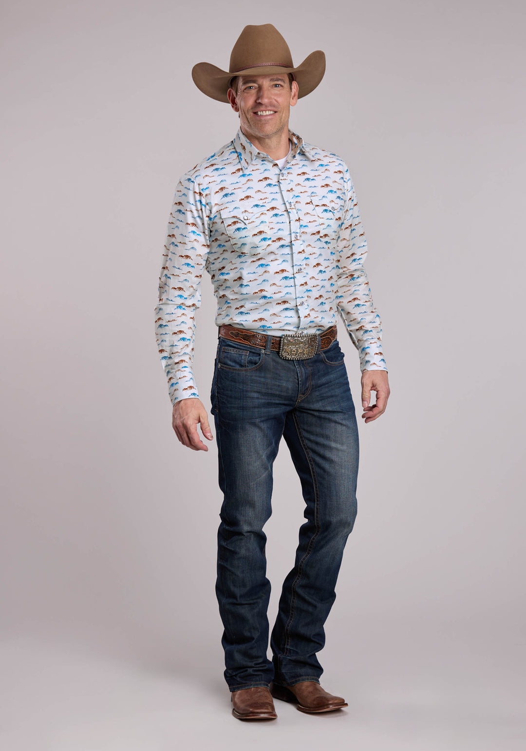 MENS ROPER MESAS PRINT LONG SLEEVE SNAP SHIRT