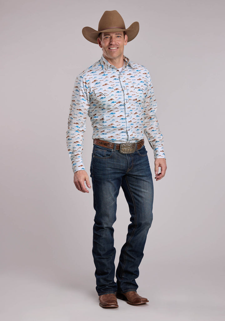 MENS ROPER MESAS PRINT LONG SLEEVE SNAP SHIRT