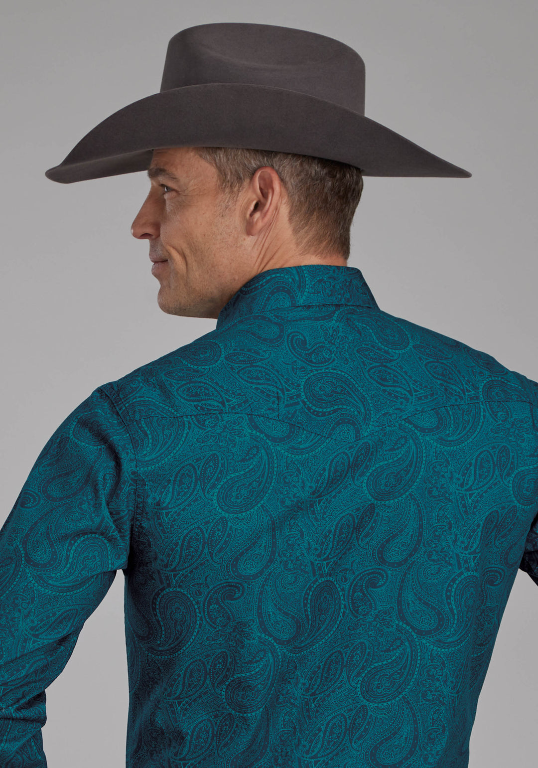 MENS TONAL PAISLEY LONG SLEEVE SNAP WESTERN SHIRT