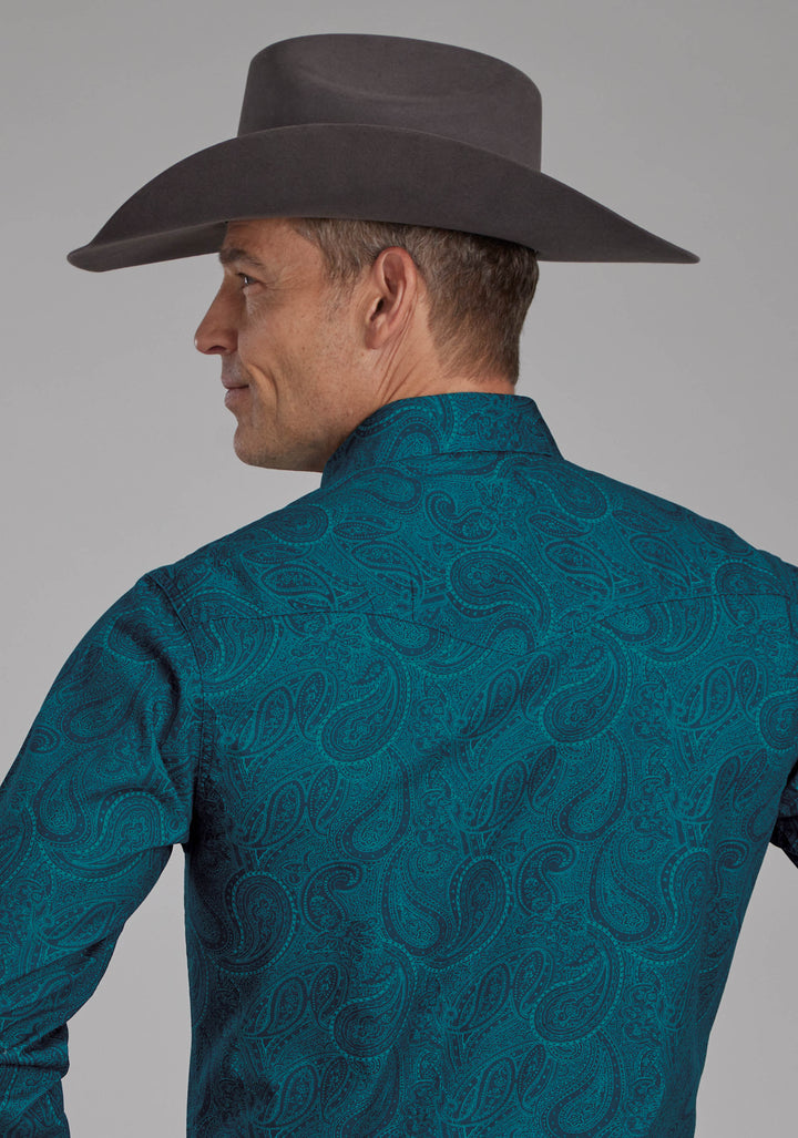 MENS TONAL PAISLEY LONG SLEEVE SNAP WESTERN SHIRT
