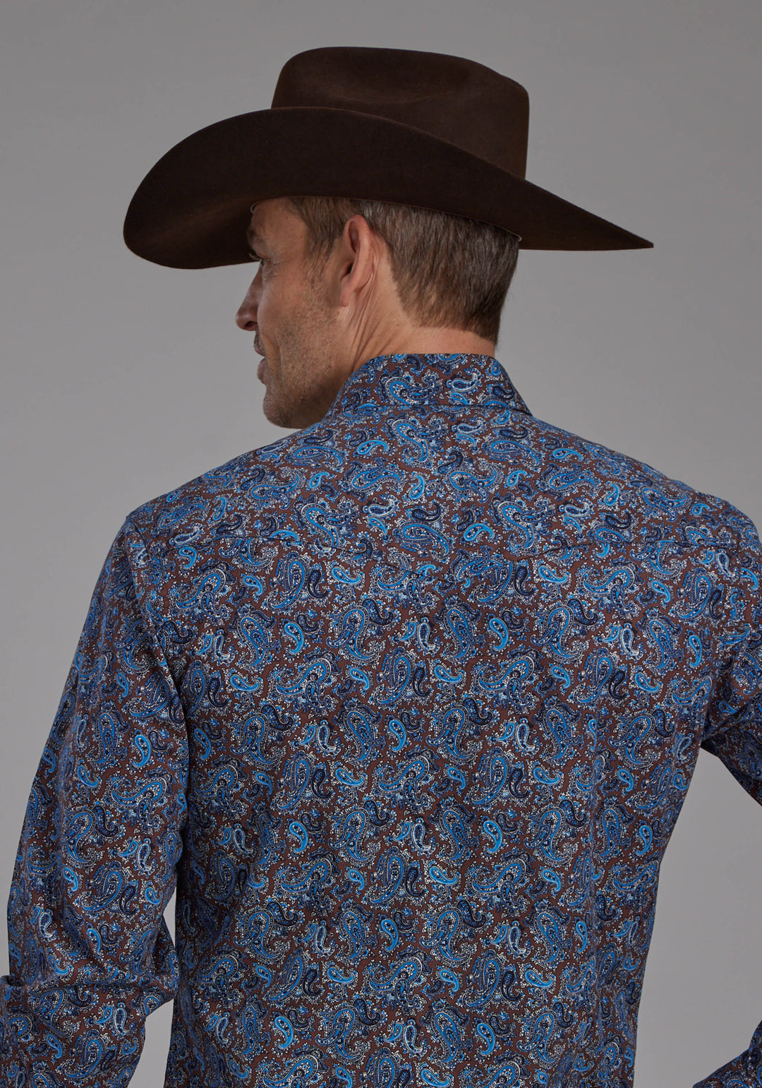 MENS RIVER PAISLEY LONG SLEEVE SNAP WESTERN SHIRT