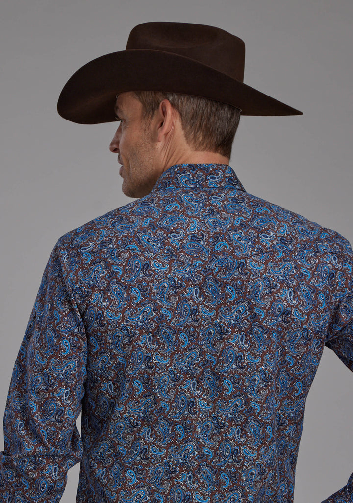 MENS RIVER PAISLEY LONG SLEEVE SNAP WESTERN SHIRT