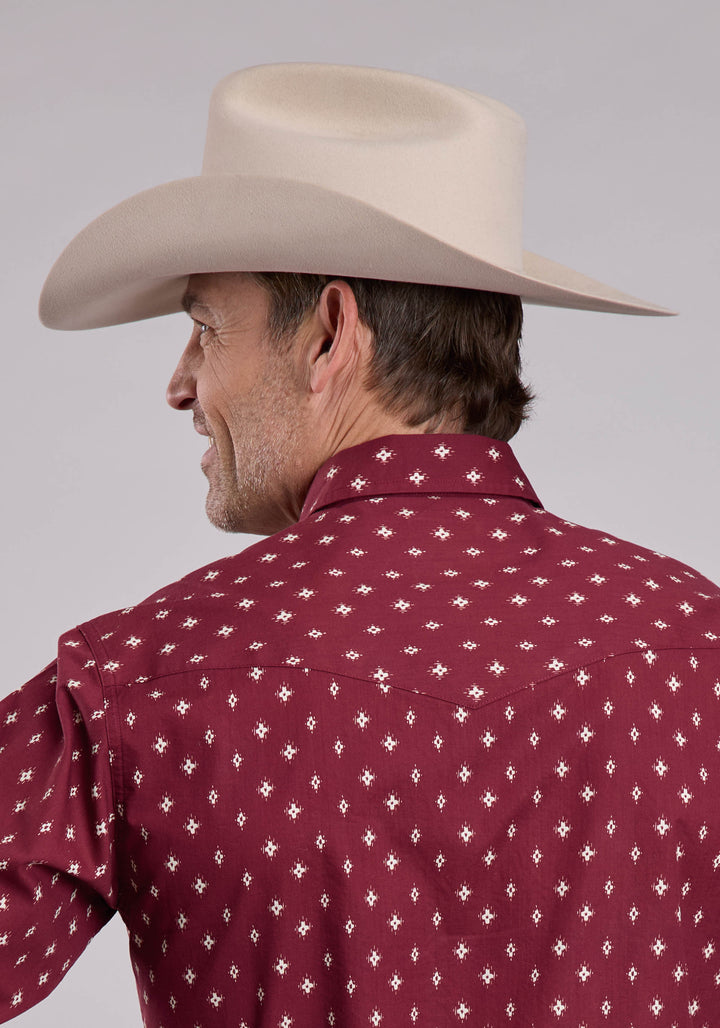 MENS LONG SLEEVE SNAP MINI AZTEC WESTERN SHIRT