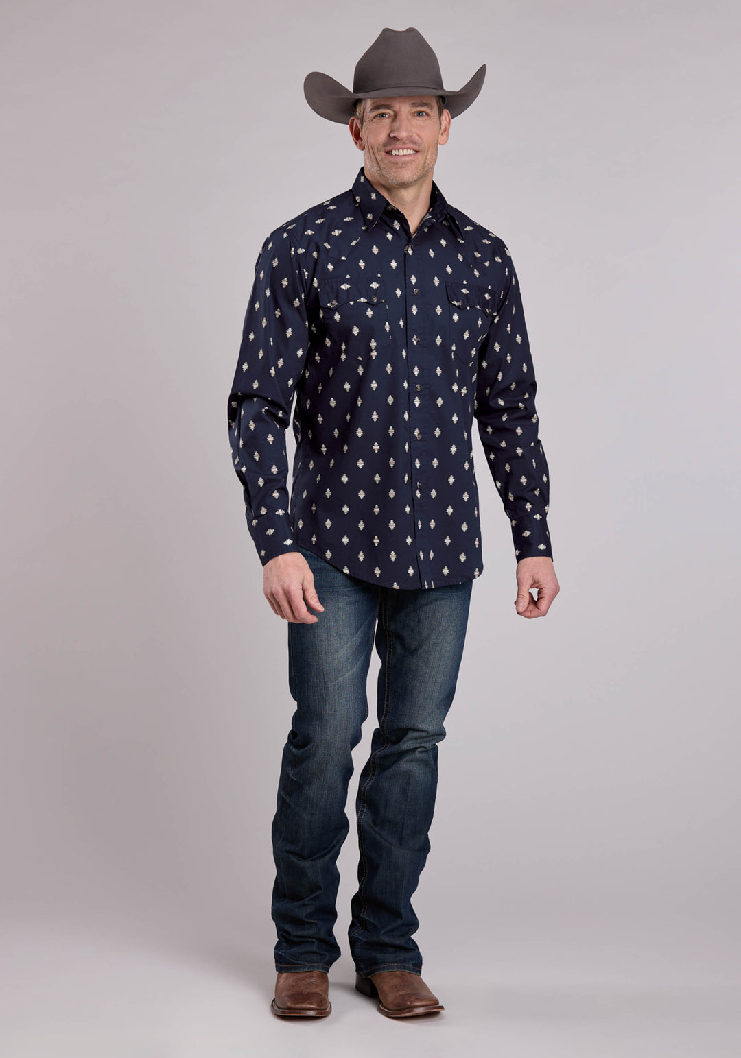 MENS LONG SLEEVE SNAP OMBRE AZTECS WESTERN SHIRT