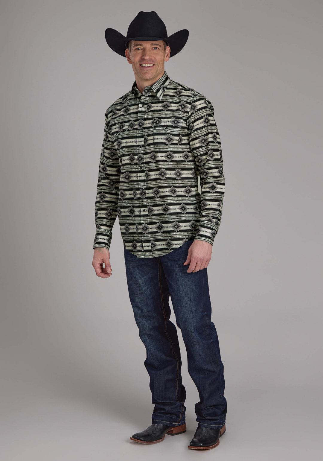 MENS SANTA FE AZTEC LONG SLEEVE SNAP WESTERN SHIRT