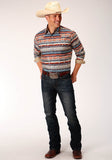 MENS LONG SLEEVE SNAP SANDSTONE AZTEC PRINT WESTERN SHIRT