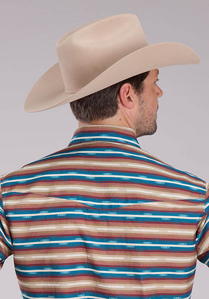 MENS MINI AZTEC STRIPE LONG SLEEVE SNAP WESTERN SHIRT