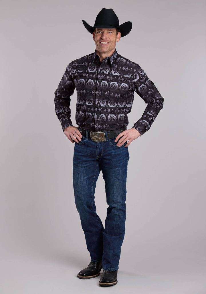 MENS ROPER OMBRE AZTEC PRINT WESTERN SNAP SHIRT