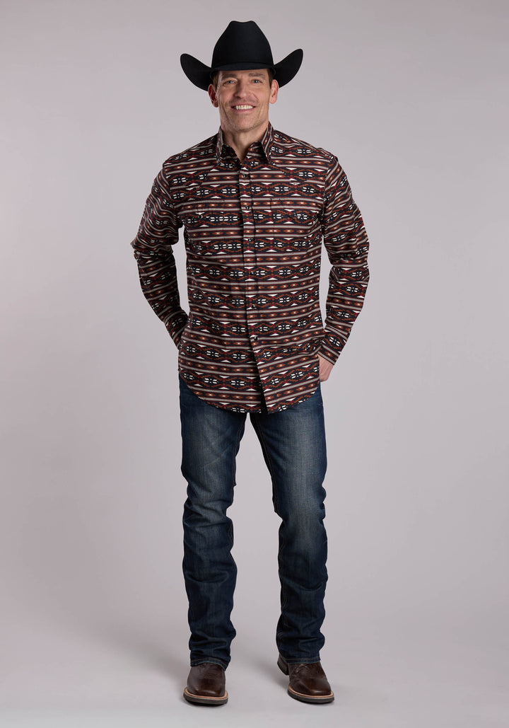 MENS ROPER HORIZONTAL AZTEC PRINT WESTERN SNAP SHIRT