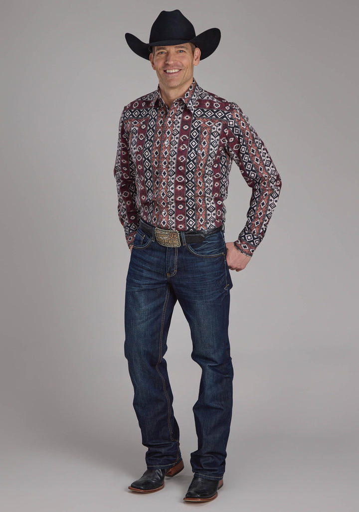 Mens Winter Aztec Print Long Sleeve Snap Western Shirt – Roper Apparel ...