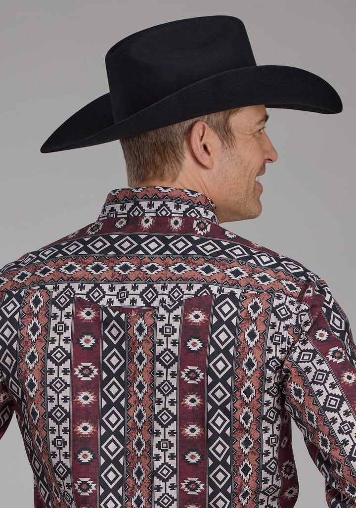 Mens Winter Aztec Print Long Sleeve Snap Western Shirt – Roper Apparel ...