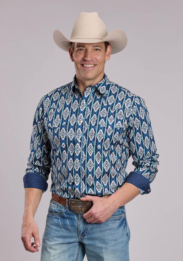 MENS ROPER VERTICAL SERAPE PRINT LONG SLEEVE SNAP SHIRT