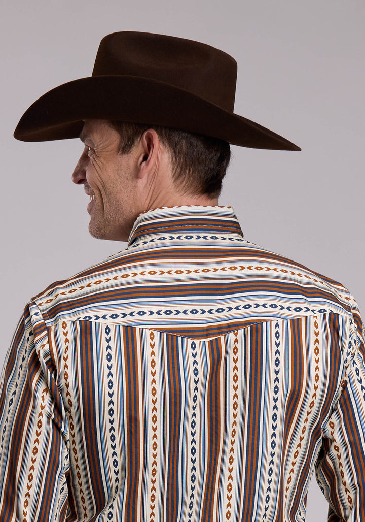 MENS ROPER VINTAGE VERTICAL STRIPE WESTERN SNAP SHIRT