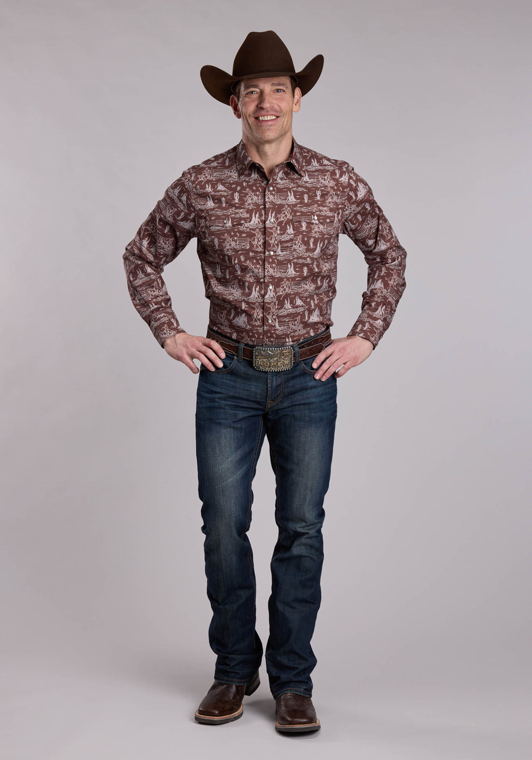 MENS ROPER BULLRIDERS PRINT WESTERN SNAP SHIRT