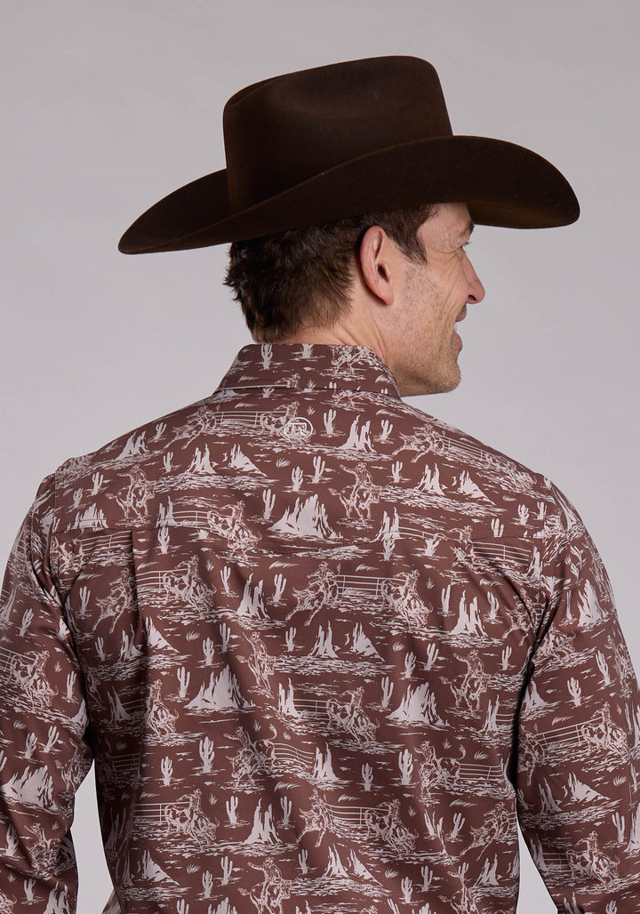 MENS ROPER BULLRIDERS PRINT WESTERN SNAP SHIRT