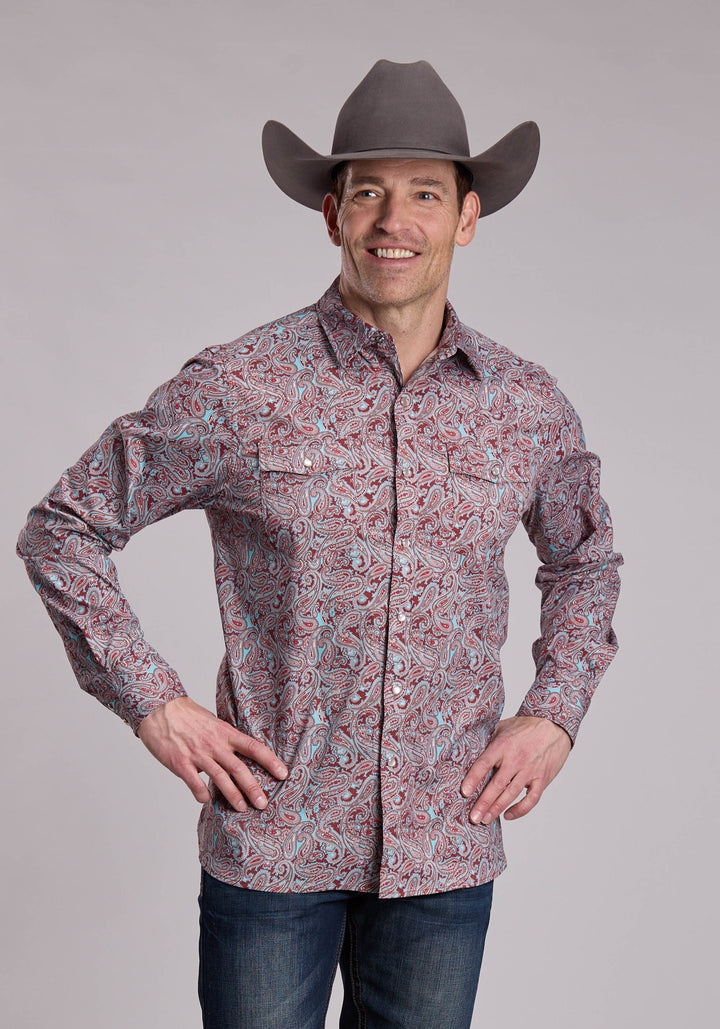 MENS ROPER CANYON PAISLEY PRINT WESTERN SNAP SHIRT