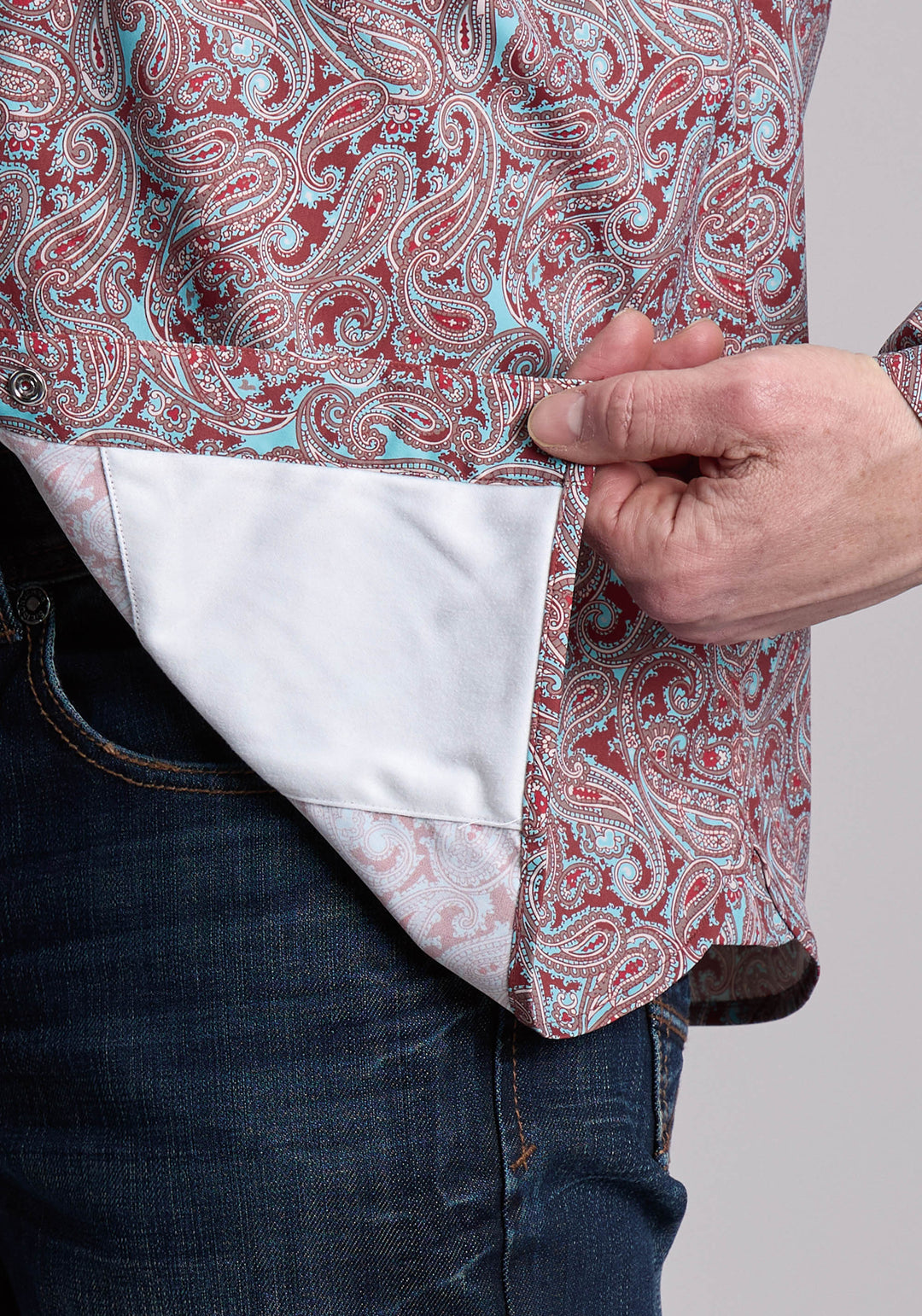 MENS ROPER CANYON PAISLEY PRINT WESTERN SNAP SHIRT