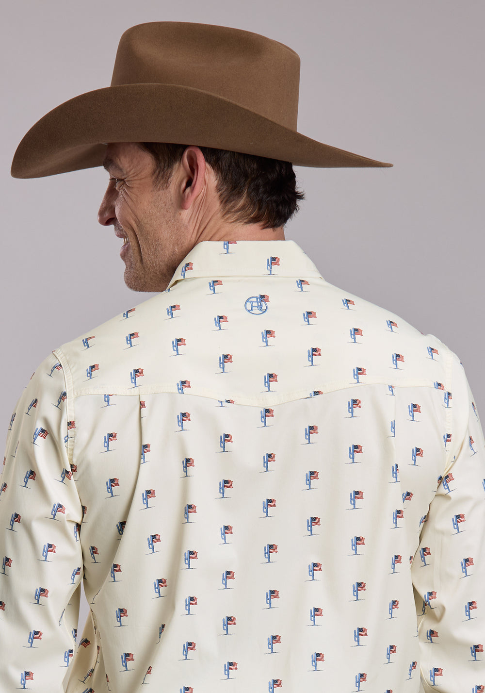 MENS ROPER CACTUS FLAG SHIRT LONG SLEEVE SNAP SHIRT