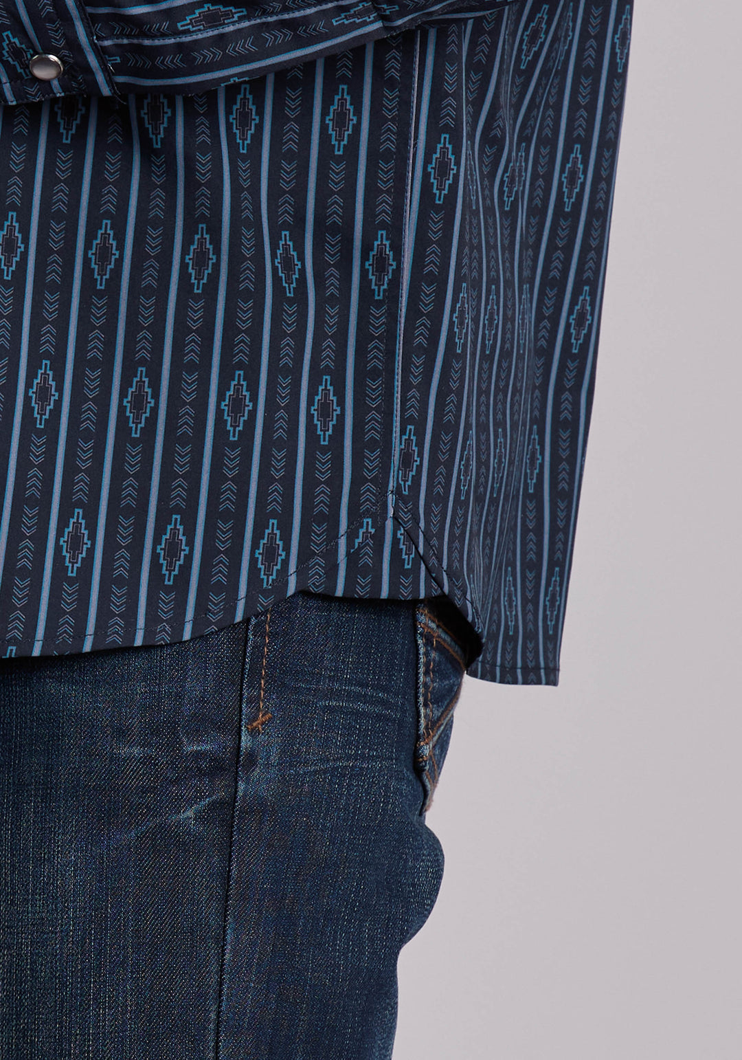 MENS ROPER AZTEC STRIPE PRINT WESTERN SNAP SHIRT